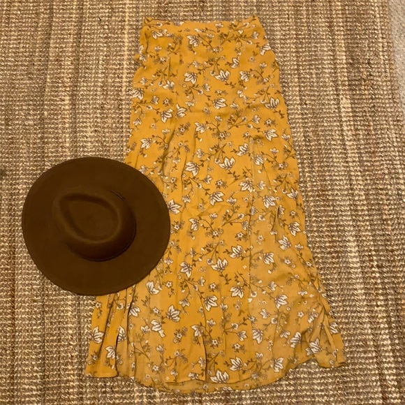 Sky and Sparrow Skirts Yellow Floral Slit Maxi Skirt Poshmark